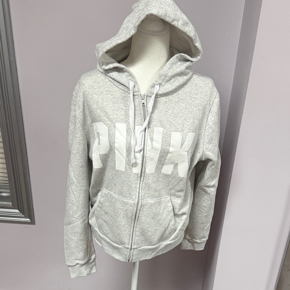 PINK Victoria's Secret Tops - Victoria's Secret PINK Fleece Zip Up Perfect Hoodie in heather grey size XL